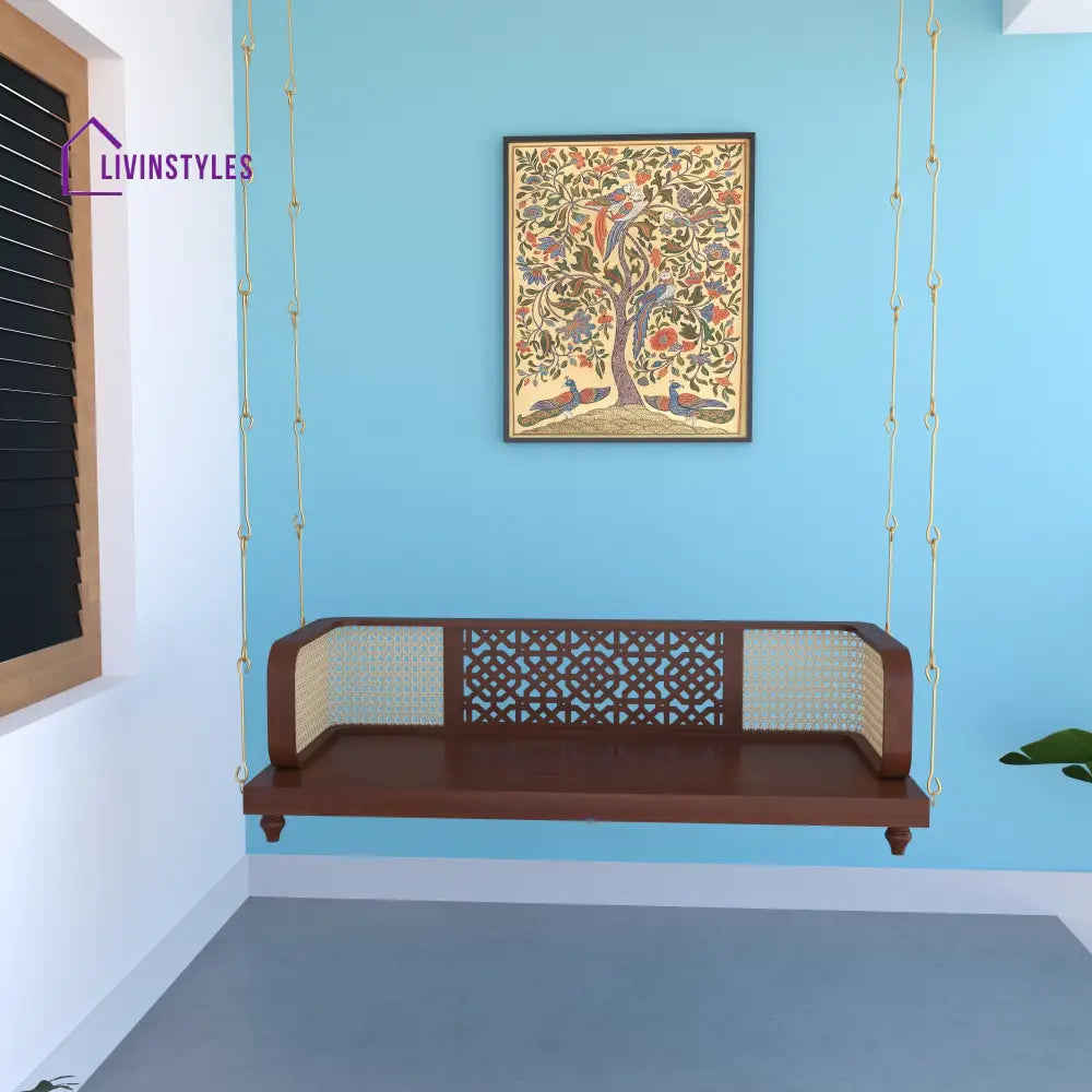Ela Handcrafted Wooden Swing with Traditional Carving – Perfect for Elegant Living Spaces Swing