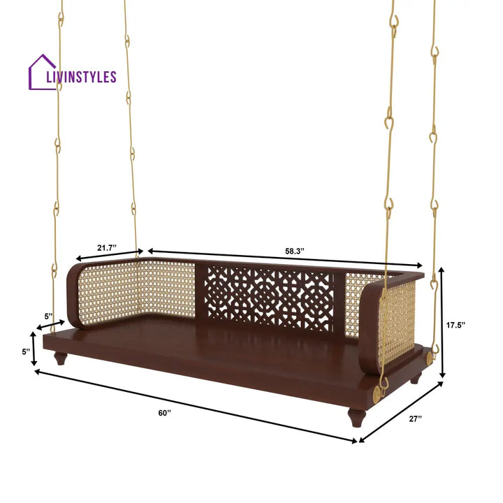 Ela Handcrafted Wooden Swing with Traditional Carving – Perfect for Elegant Living Spaces Swing