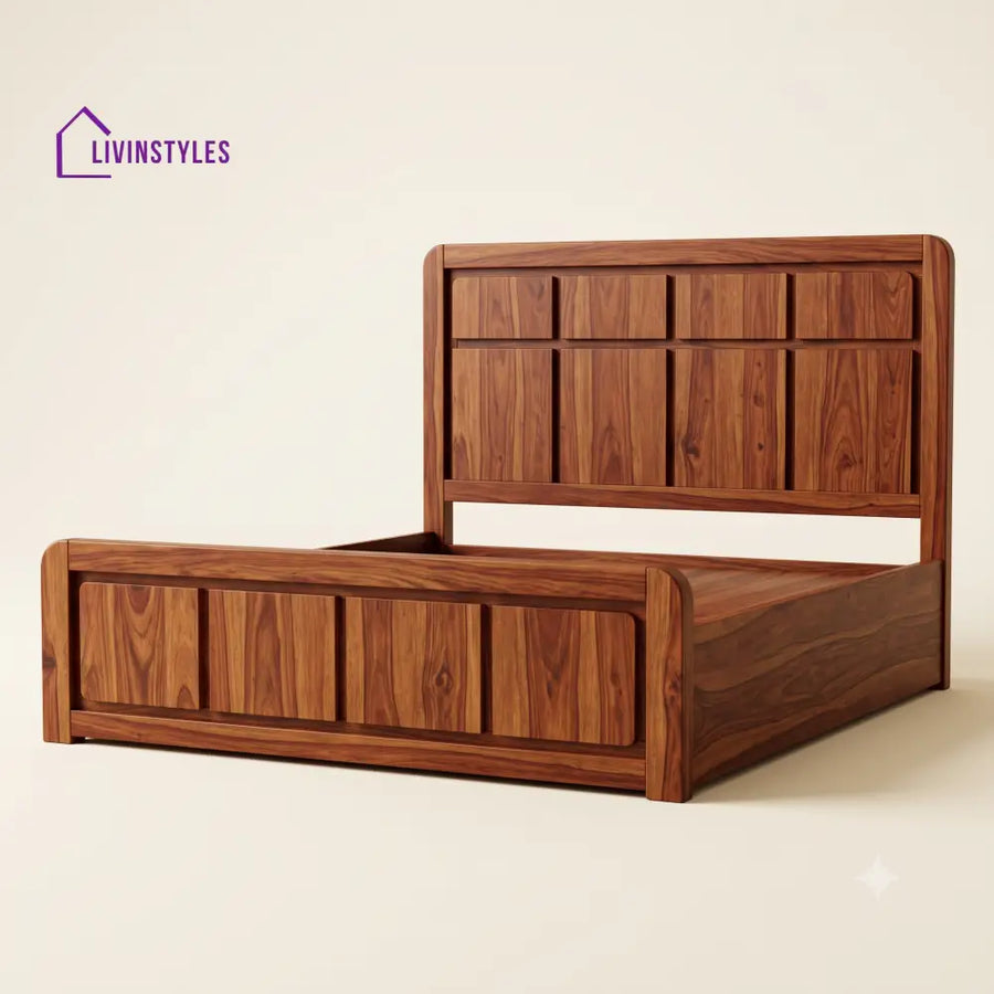 Elakkiya Sheesham Wood Bed With Box Storage | Wooden Bed