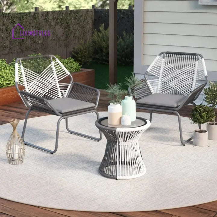 Elara Outdoor Rope Double Tone 3-Piece Patio Set - Patio Set