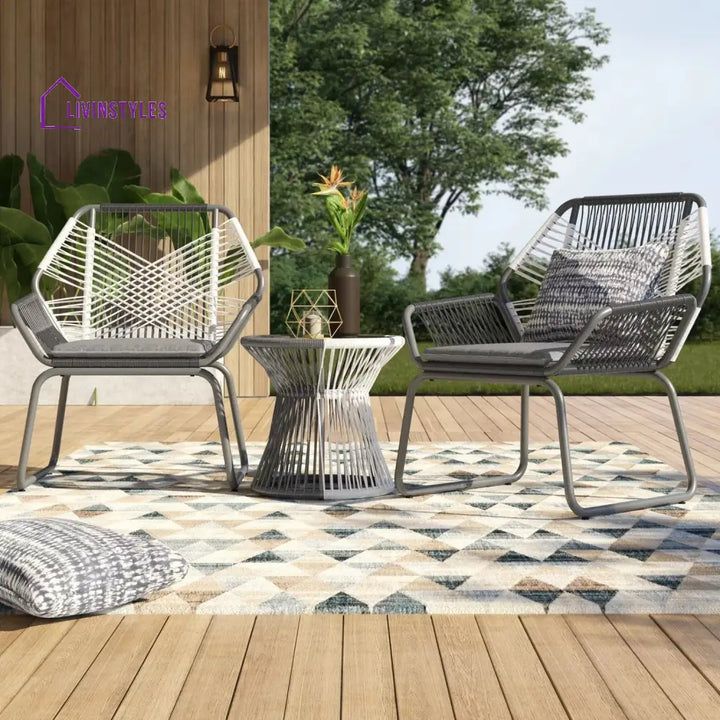 Elara Outdoor Rope Double Tone 3-Piece Patio Set - Patio Set