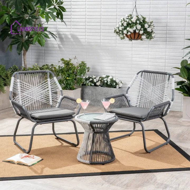 Elara Outdoor Rope Double Tone 3-Piece Patio Set - Patio Set