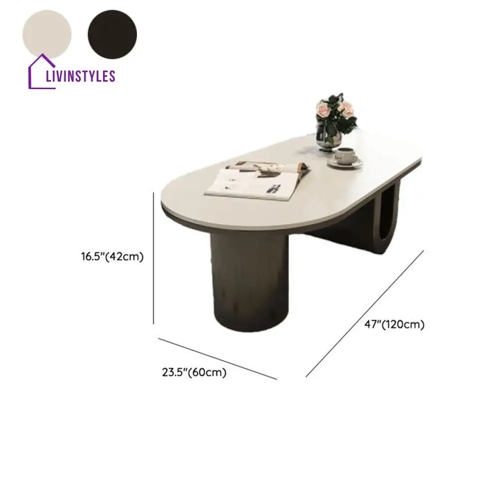 Elara Stainless Steel Coffee Table | Ceramic Composite Marble Top
