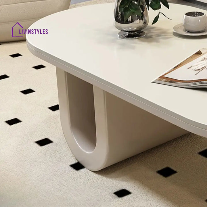 Elara Stainless Steel Coffee Table | Ceramic Composite Marble Top