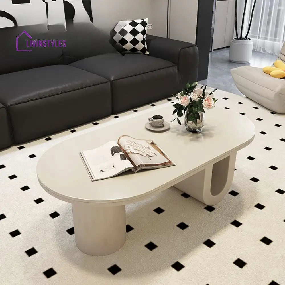 Elara Stainless Steel Coffee Table | Ceramic Composite Marble Top