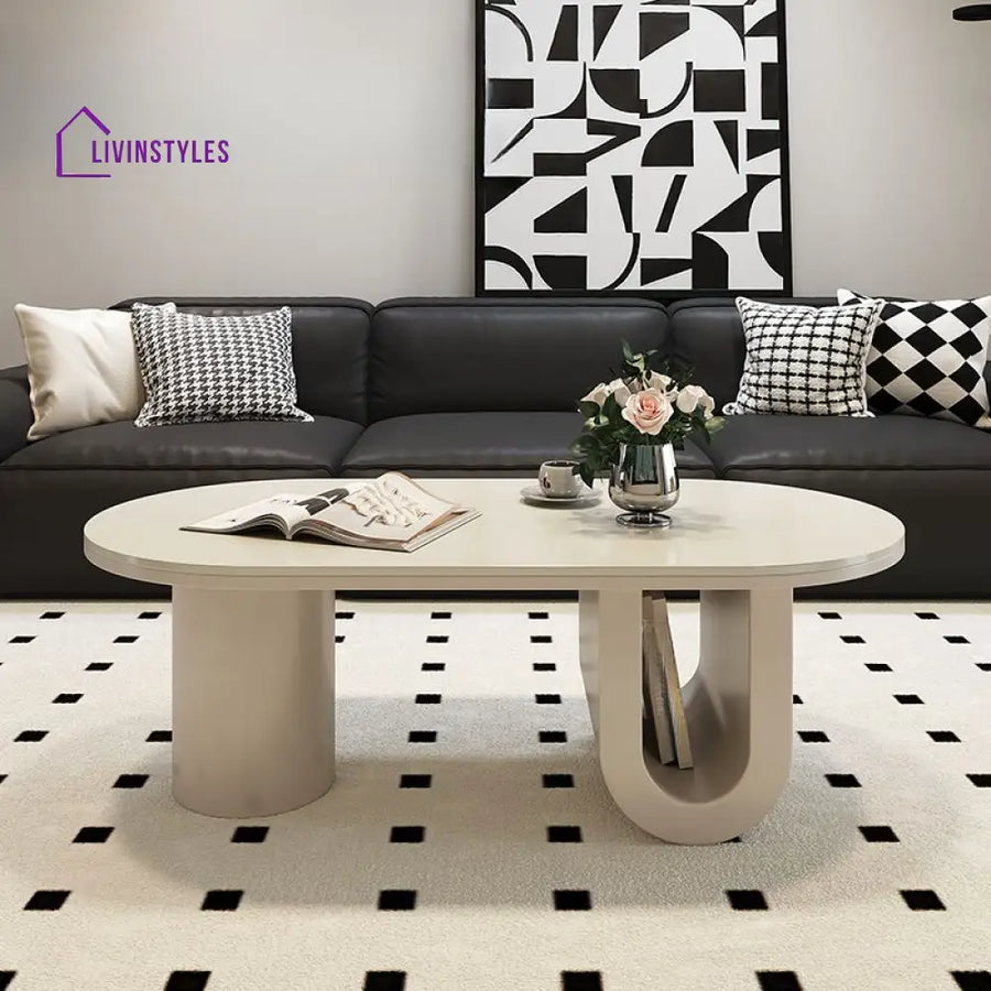 Elara Stainless Steel Coffee Table | Ceramic Composite Marble Top