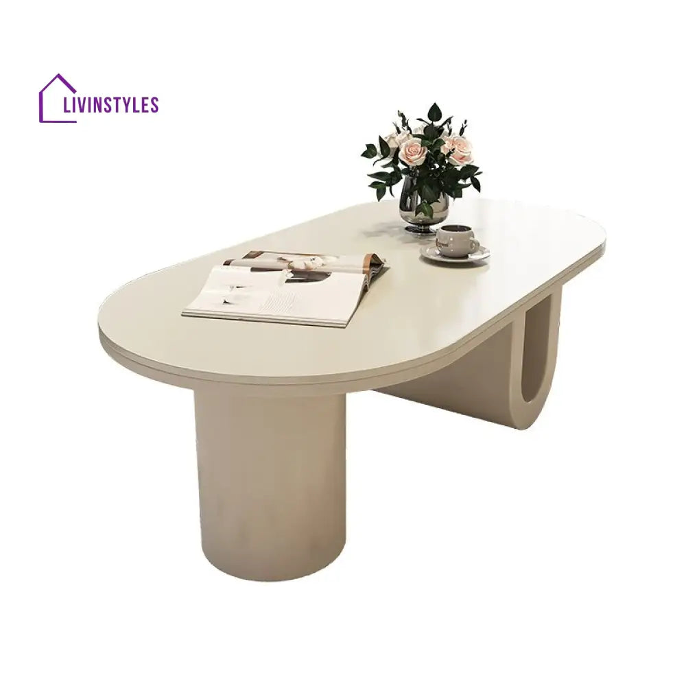 Elara Stainless Steel Coffee Table | Ceramic Composite Marble Top