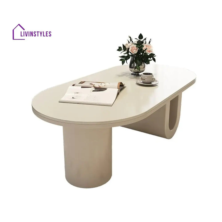 Elara Stainless Steel Coffee Table | Ceramic Composite Marble Top