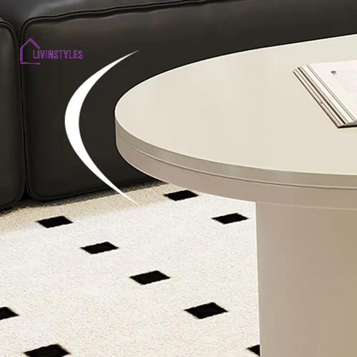 Elara Stainless Steel Coffee Table | Ceramic Composite Marble Top