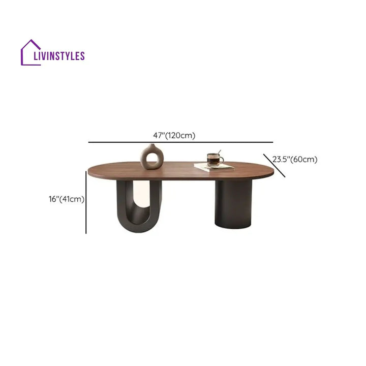 Elara Stainless Steel Coffee Table | Wooden Table Top
