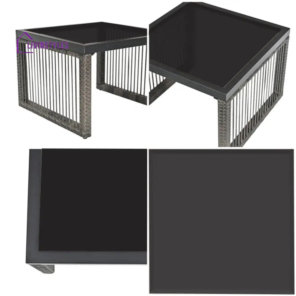 Eldric Outdoor Patio Seating Set 2 Chairs and 1 Table Set (Grey) - Coffee Table Sets