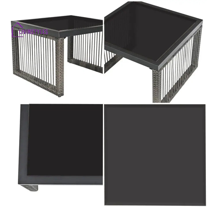 Eldric Outdoor Patio Seating Set 2 Chairs and 1 Table Set (Grey) - Coffee Table Sets
