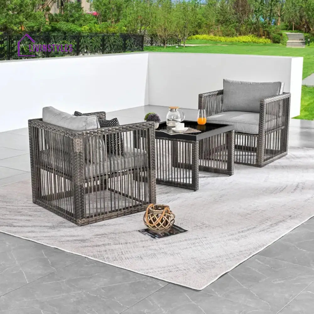 Eldric Outdoor Patio Seating Set 2 Chairs and 1 Table Set (Grey) - Coffee Table Sets