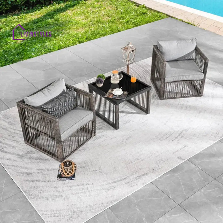 Eldric Outdoor Patio Seating Set 2 Chairs and 1 Table Set (Grey) - Coffee Table Sets