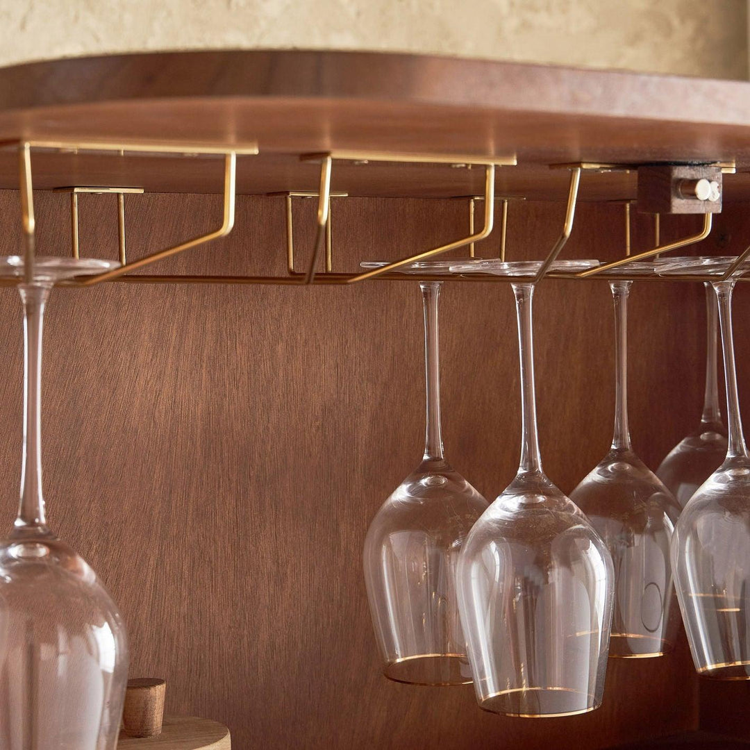 Anton Elegant Striped Cut Bar Cabinet