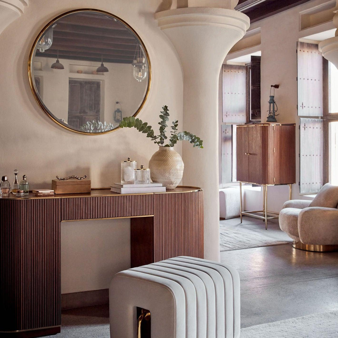Anton Elegant Striped Cut Bar Cabinet