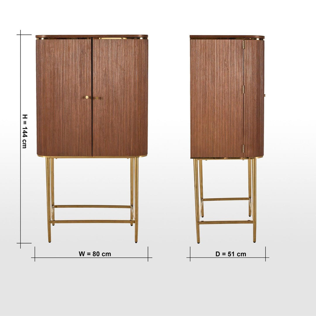 Anton Elegant Striped Cut Bar Cabinet
