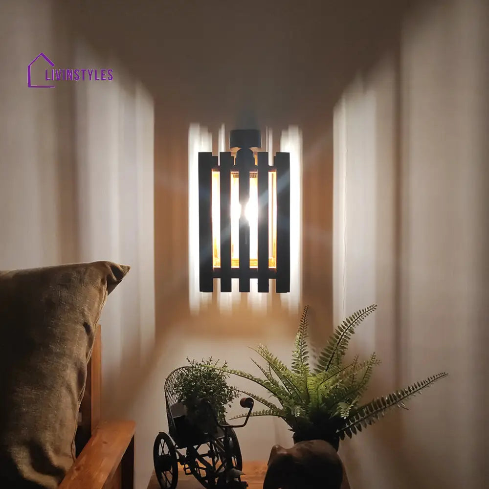 Elegant Brown Wooden Wall Light Lights