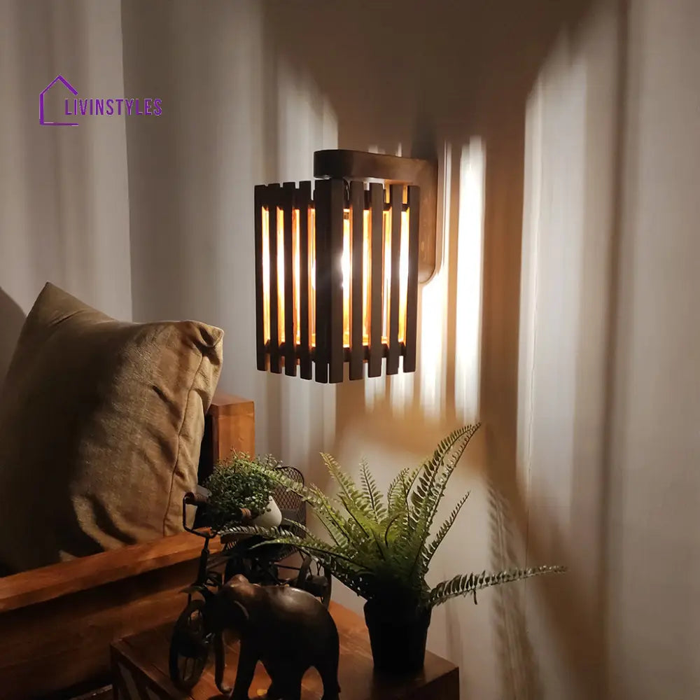 Elegant Brown Wooden Wall Light Lights