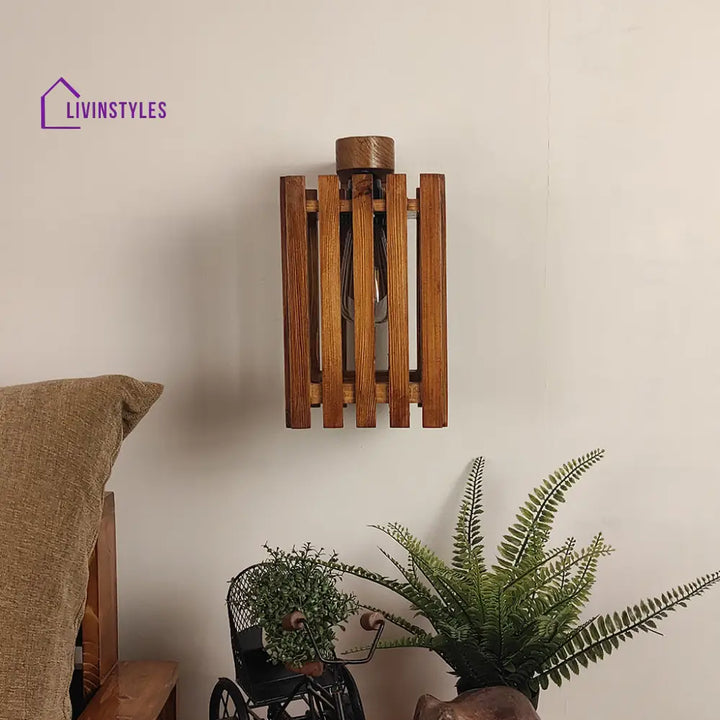 Elegant Brown Wooden Wall Light Lights