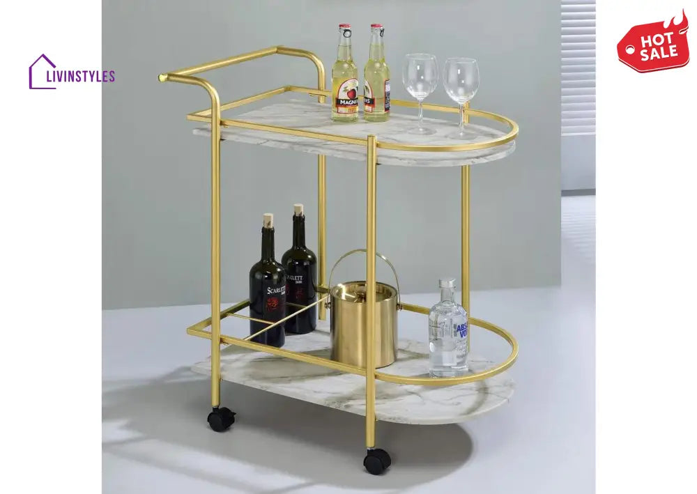 Elegant Oval Trolley with Marble Top