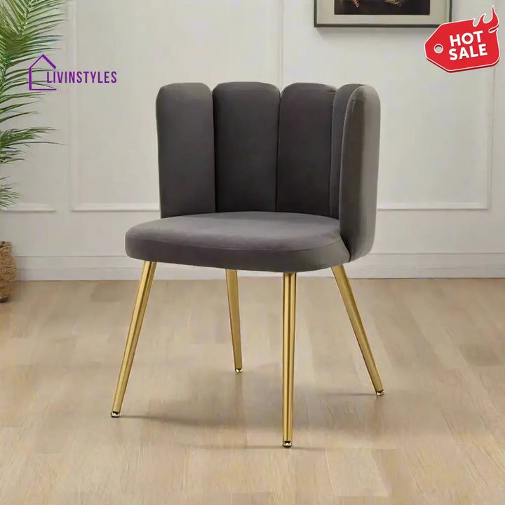 Elegant Velvet Petal Back Chair Grey Furniture