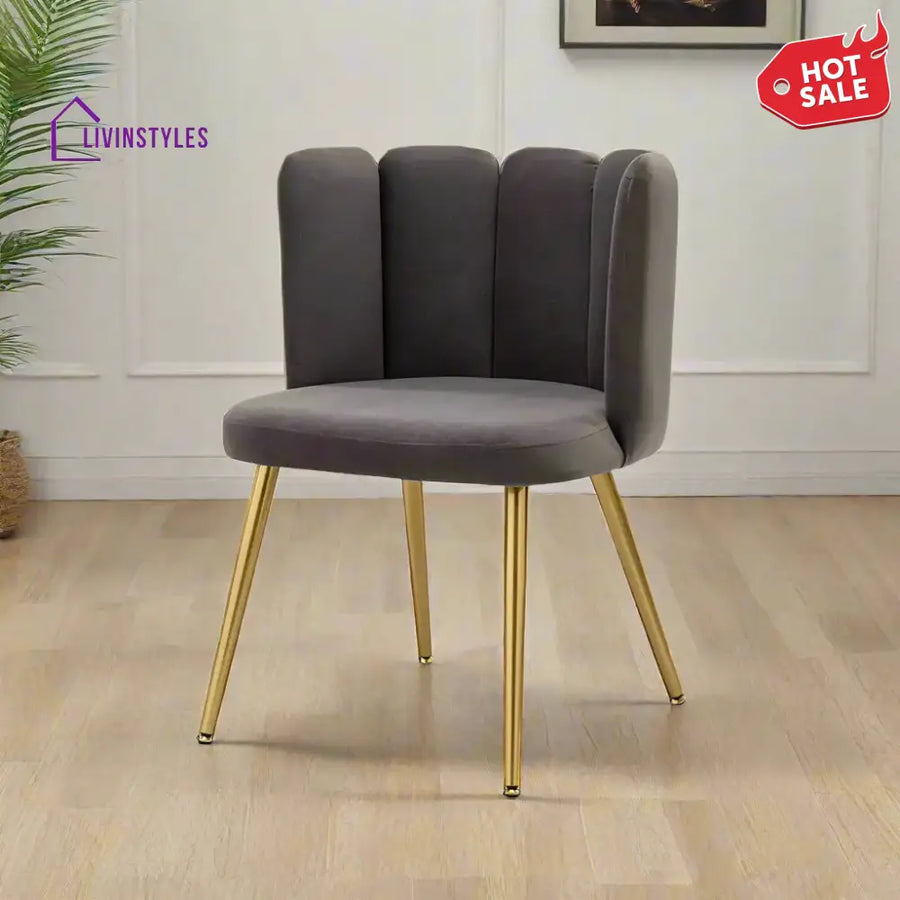 Elegant Velvet Petal Back Chair Grey Furniture