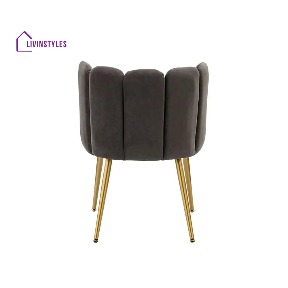 Elegant Velvet Petal Back Chair Grey Furniture