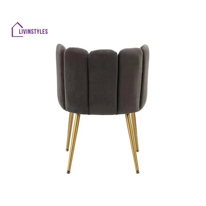 Elegant Velvet Petal Back Chair Grey Furniture