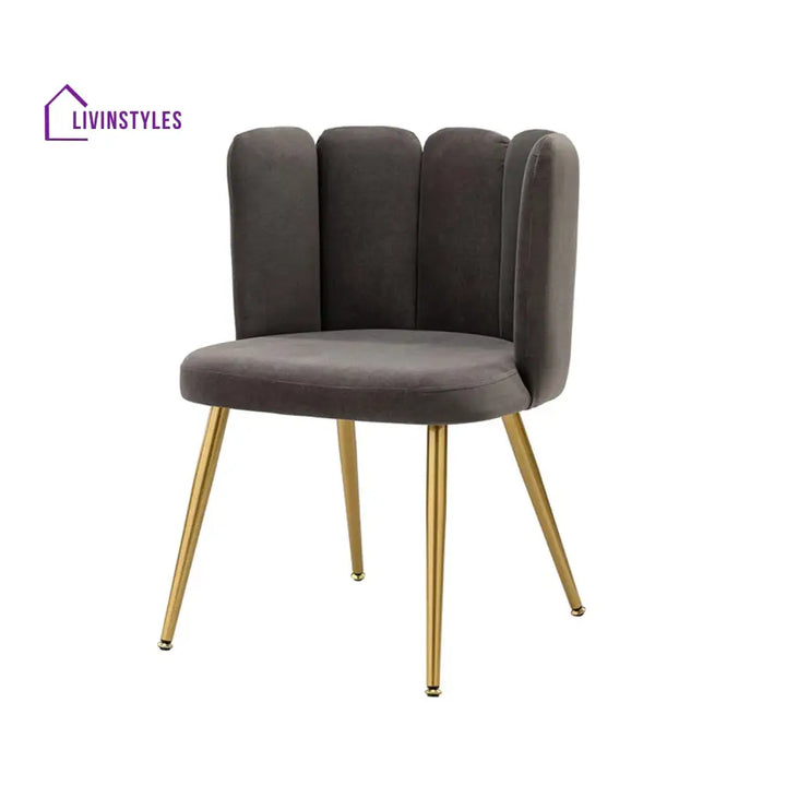 Elegant Velvet Petal Back Chair Grey Furniture