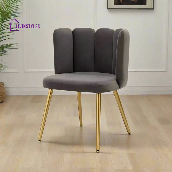 Elegant Velvet Petal Back Chair Grey Furniture