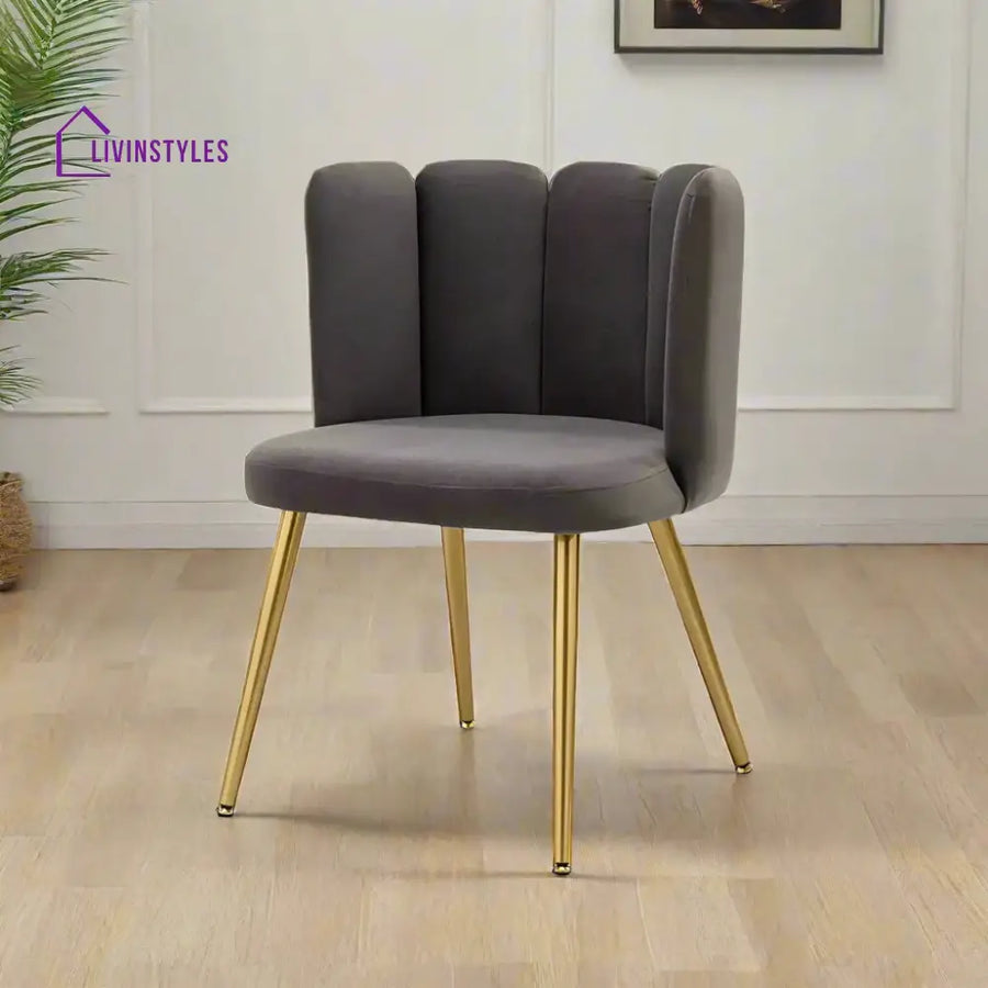 Elegant Velvet Petal Back Chair Grey Furniture