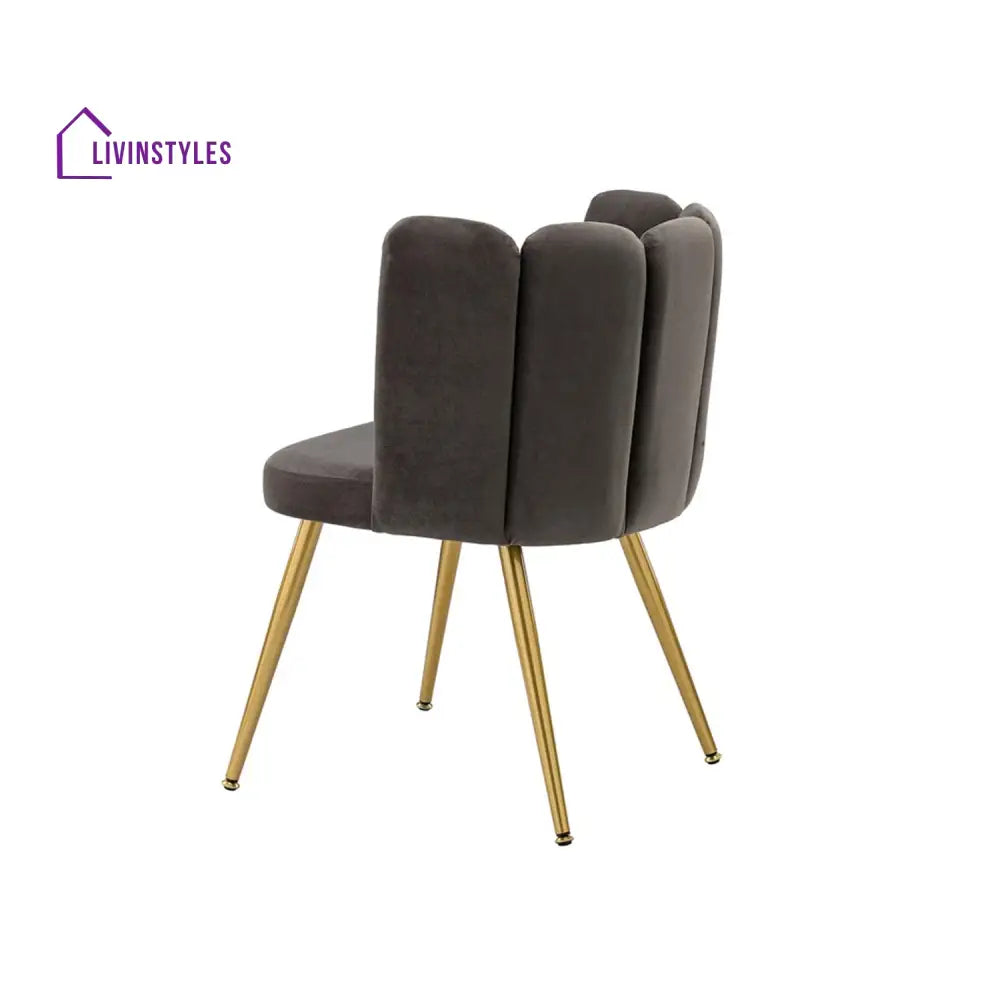 Elegant Velvet Petal Back Chair Grey Furniture