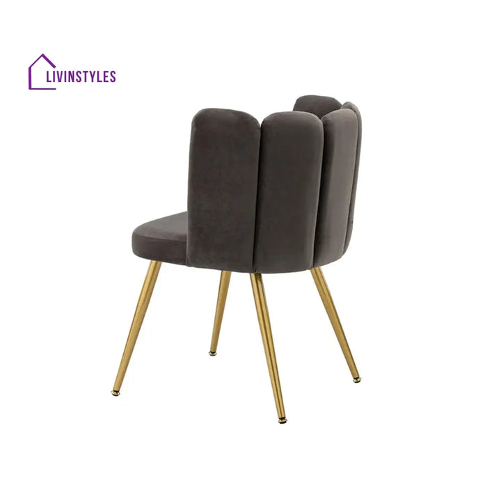 Elegant Velvet Petal Back Chair Grey Furniture