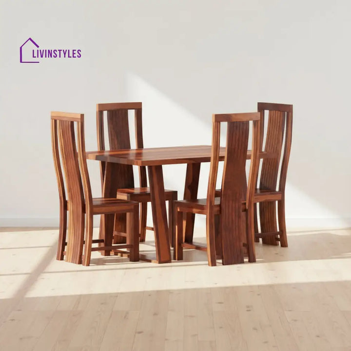 Elena Sheesham Wood dining table set HONEY / 4 SEATER