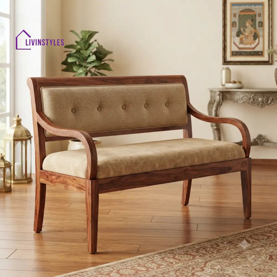 Elena Wooden Bench for Living Room | Bedroom | Extra Seating
