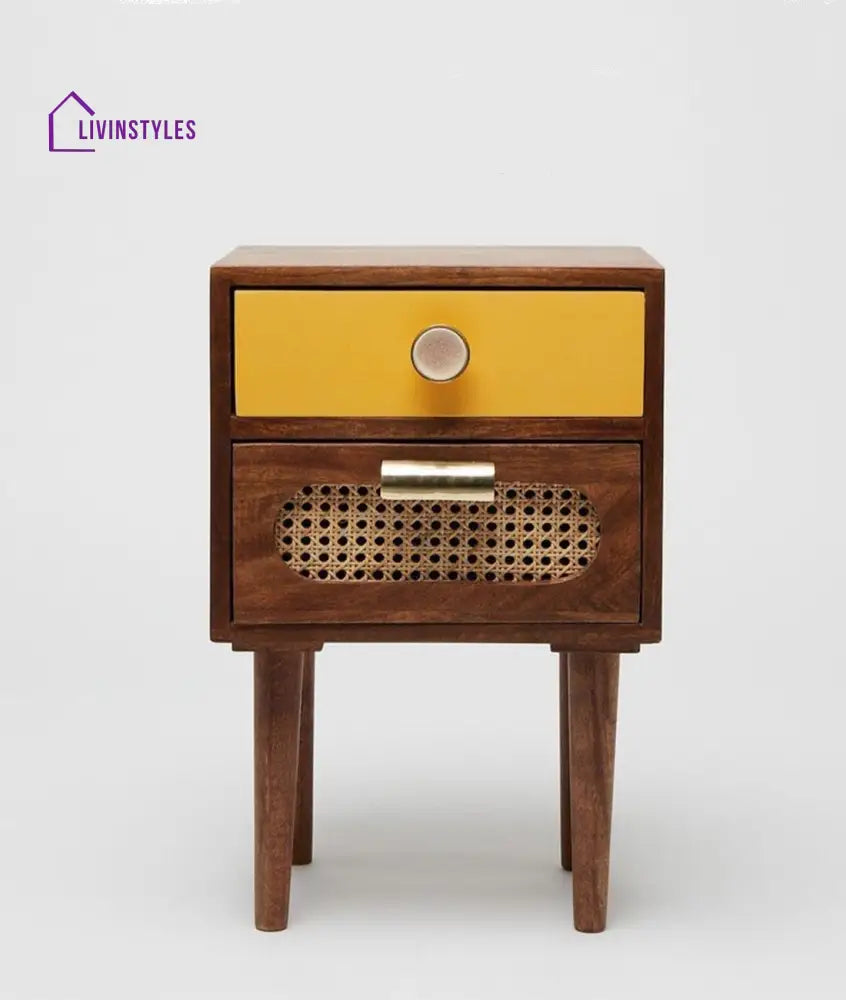 Eleonora Rattan Solid Wood Bedside Table Bedside Table
