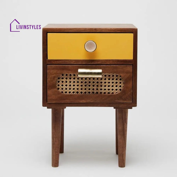 Eleonora Rattan Solid Wood Bedside Table Bedside Table