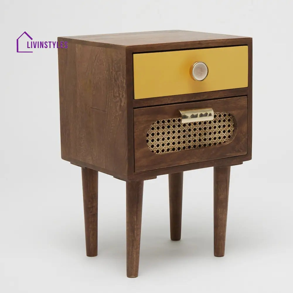 Eleonora Rattan Solid Wood Bedside Table Bedside Table