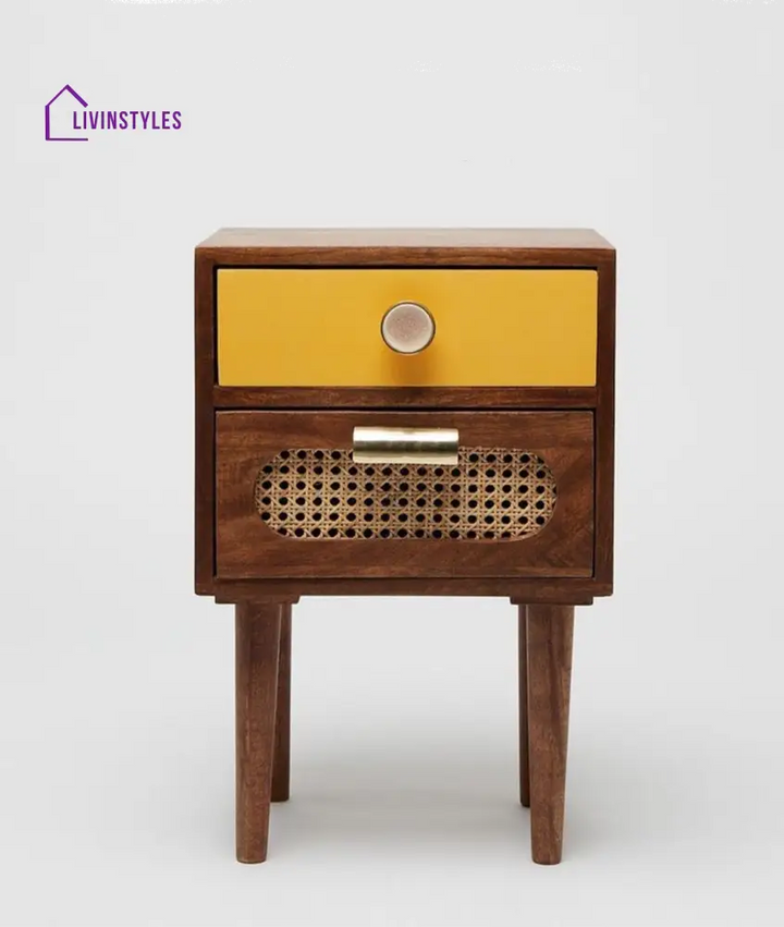 Eleonora Rattan Solid Wood Bedside Table Bedside Table