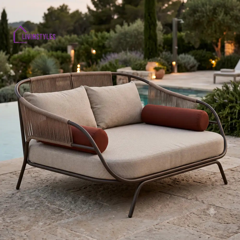 Eleonore Premium Outdoor Day Bed in Metal Frame with Powder Coated & Rope
