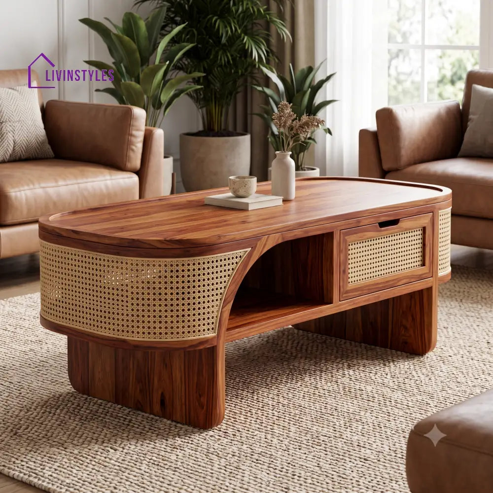 Éléonore Wooden Coffee Table for Living Room | Tea Table | Teapoy | Center table