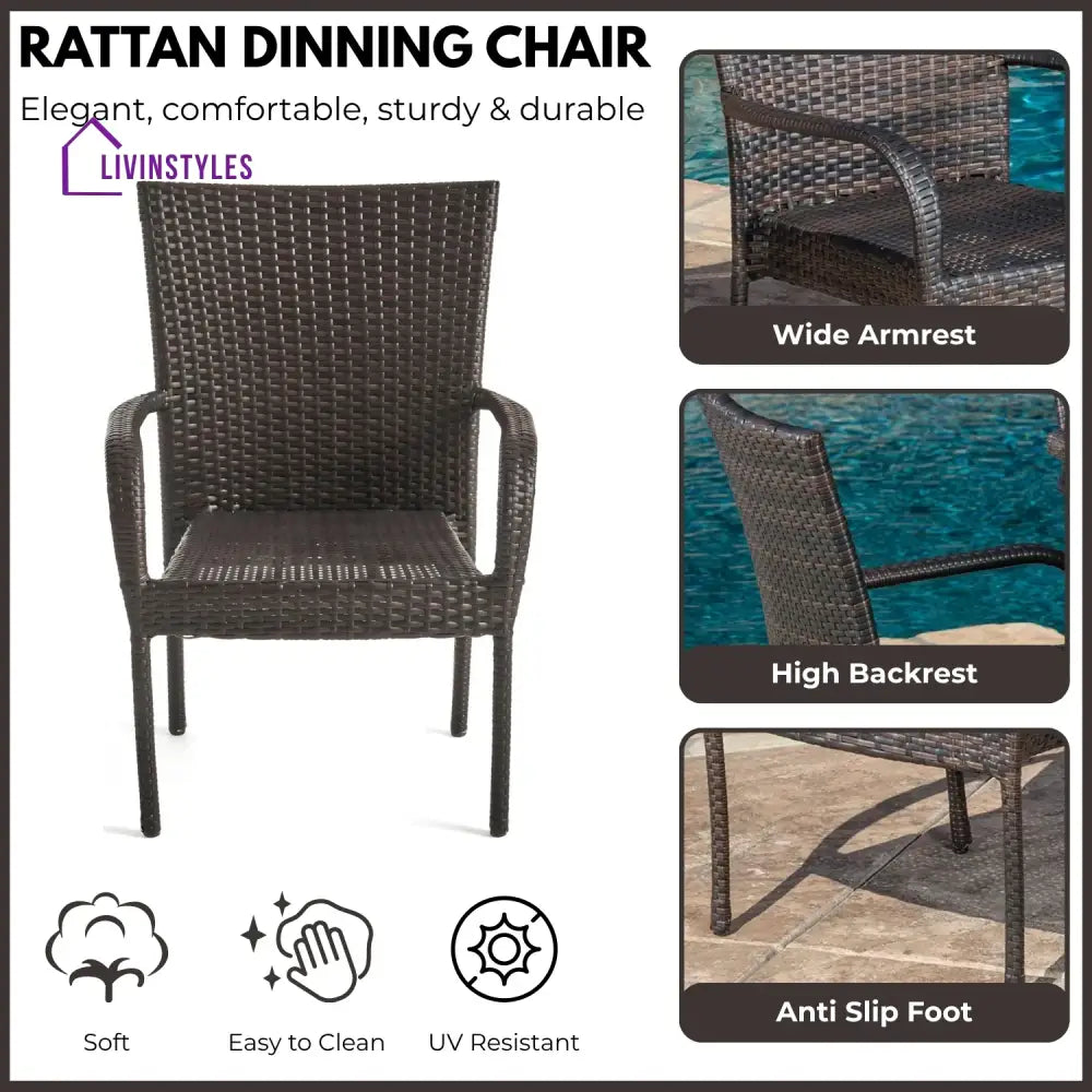 Elham Outdoor All-Weather Resistant Rattan Wicker 5-Piece Dining Set (Dark Brown) - Dining Set