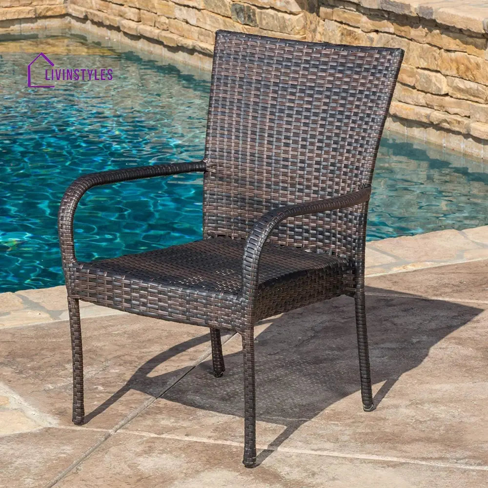 Elham Outdoor All-Weather Resistant Rattan Wicker 5-Piece Dining Set (Dark Brown) - Dining Set
