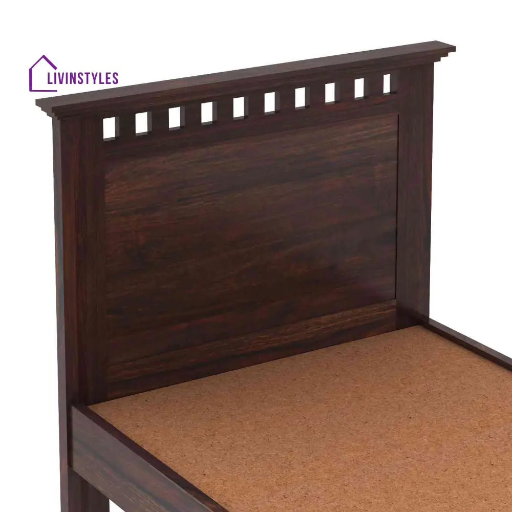 Eliana Solid Sheesham Wood Single Bed Without Storage (Walnut Finish) Bed