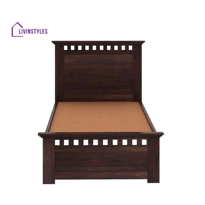 Eliana Solid Sheesham Wood Single Bed Without Storage (Walnut Finish) Bed