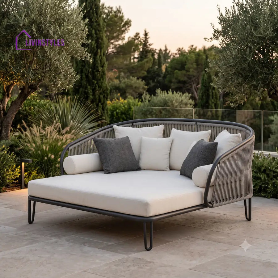 Eliane Premium Outdoor Day Bed in Metal Frame with Powder Coated & Rope