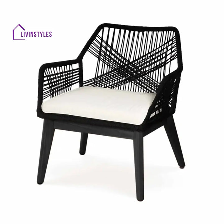 Elicia Outdoor Patio Seating Set 2 Chairs and 1 Table Set (Black) Braided & Rope - Coffee Table Sets