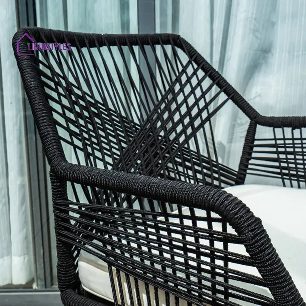 Elicia Outdoor Patio Seating Set 2 Chairs and 1 Table Set (Black) Braided & Rope - Coffee Table Sets