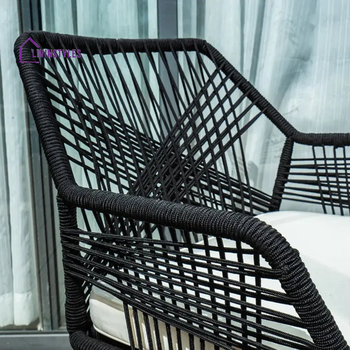 Elicia Outdoor Patio Seating Set 2 Chairs and 1 Table Set (Black) Braided & Rope - Coffee Table Sets